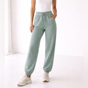 Aritzia TNA Cozy AF Fleece Sweatpants Size Medium Green/Blue Aqua Joggers Lounge